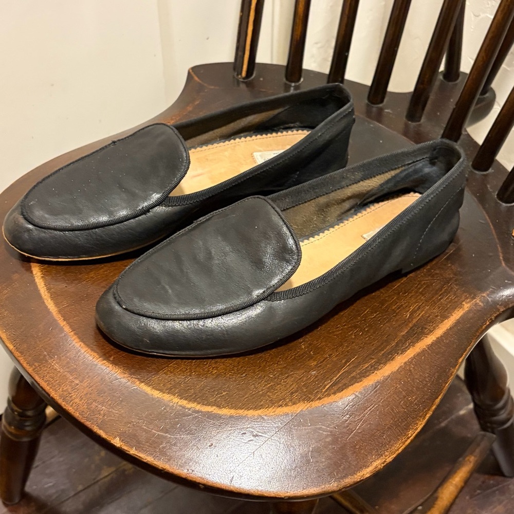 Rag & Bone Black Leather Ballerina Loafers Flats Size 9.5 / 40EU